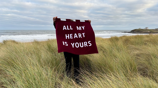 Handmade Banner with Literary Quote: "All My Heart is Yours"