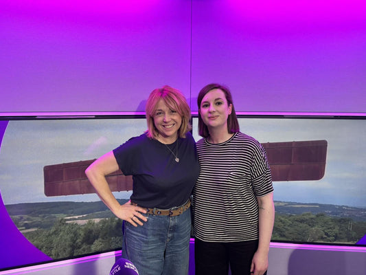 Two women standing in BBC Radio Newcastle studio
