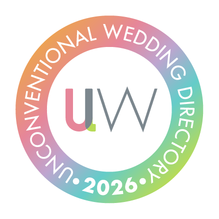 Logo for Unconventional Wedding Directory 2026 with a rainbow gradient